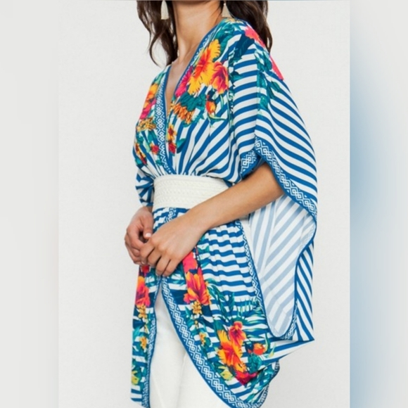 Flying Tomato Tops - Stunning Striped Floral Blouse